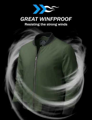 Miniatura 4 de MAGCOMSEN Chaqueta bomber para hombre, ligera, casual, con cremallera, rompevientos, primavera, otoño, abrigo de golf con bolsillos
