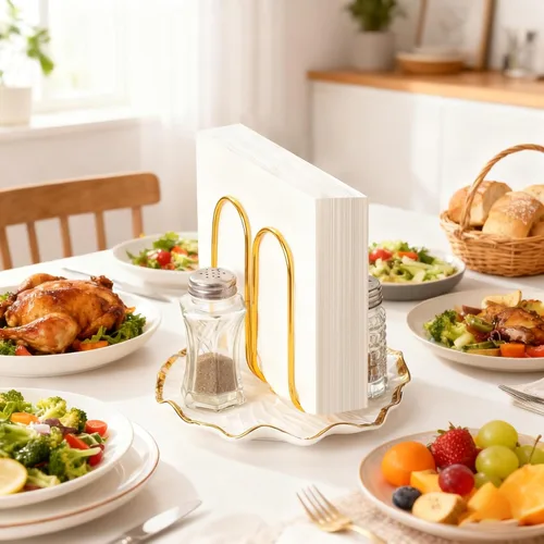 Miniatura 7 de Servilletero Moderno de Pie para Mesa, Servilleteros de Cerámica Dorados para Navidad, Servilleteros de Papel, Dispensador de Servilletas de Navidad