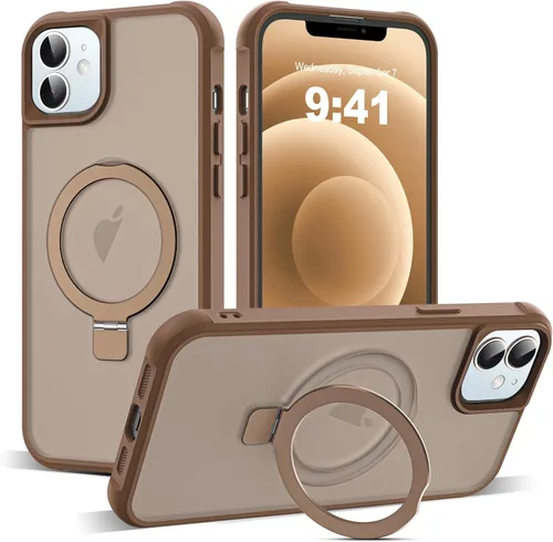 Miniatura 17 de SKYLMW – Funda compatible con iPhone 12 Pro Max y iPhone 13 Pro Max con soporte magnético invisible tipo anillo, fundas translúcidas para teléfonos