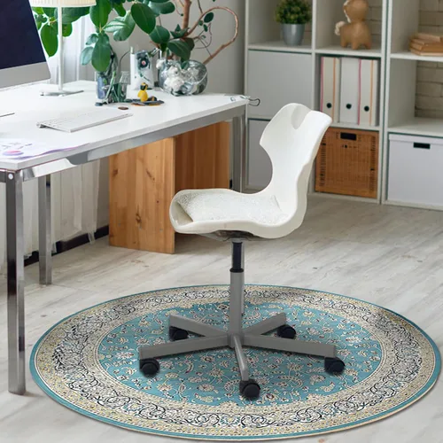 Miniatura 5 de Tapete para silla de oficina para suelo de madera, tapete vintage bohemio para silla rodante para computadora, con respaldo antideslizante, tapete
