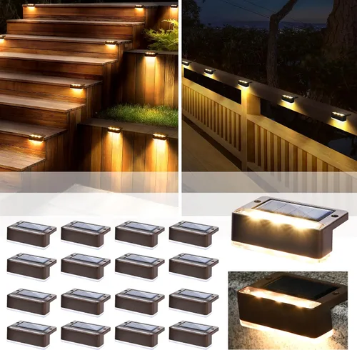 Miniatura 14 de SOLPEX Luces Solares para Cercas, 6 LEDs Luces Solares para Exteriores Impermeables Alimentadas por Energía Solar para Terraza, Escalera, Porche