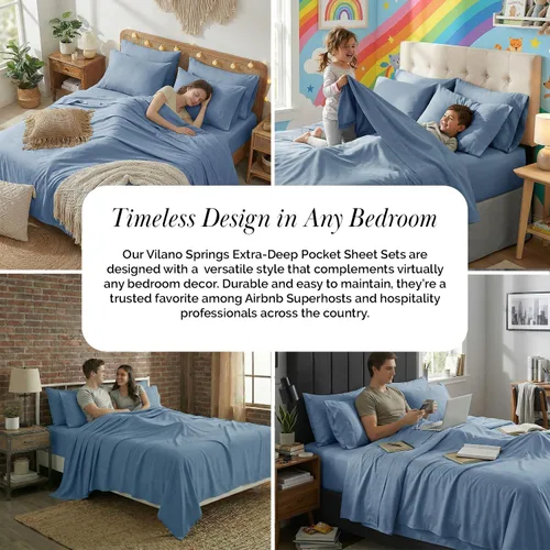 Miniatura 196 de Southshore Fine Living, Inc. Juego de 7 piezas de sábanas King divididas para cama ajustable, juego de sábanas King divididas con bolsillo de 21