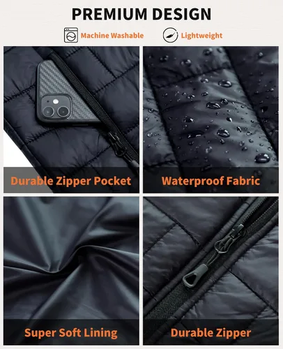 Miniatura 4 de KODOKU Men's Heated Vest with Battery Pack 7.4V, 2023 Upgrade Heating Wire, Lightweight Vest Base Layer for Winter Outdoor