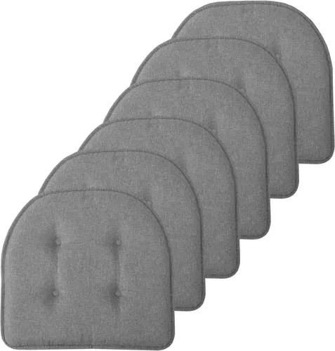 Miniatura 134 de Sweet Home Collection - Cojín de espuma viscoelástica para silla con capitoné, antideslizante, parte trasera de goma, en forma de U, 17 x 16 Piel