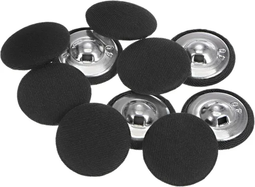Miniatura 49 de HARFINGTON 10 botones de tela de 24L cubiertos de tela de 0.59 pulgadas, vástago de metal, botones de costura redondos para trajes, blusas de Azul