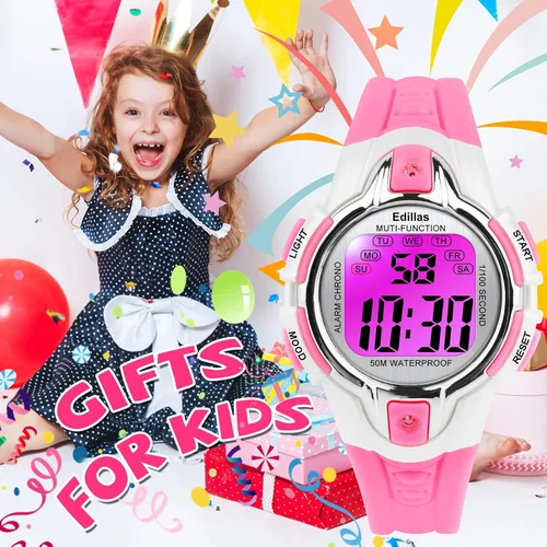Miniatura 7 de Edillas Kids Watches Digital Girls Boys,7 Colors Light Wrist Watch for Child Waterproof Sport Outdoor Multifunctional Watches with StopwatchAlarm