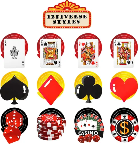 Miniatura 3 de 30 piezas de remolinos colgantes de casino para fiestas temáticas de póquer, decoración de techo para fiesta de cumpleaños de Las Vegas Casino Night