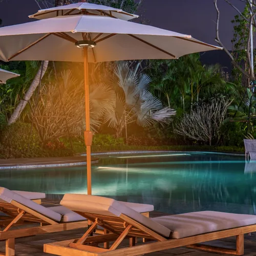 Miniatura 7 de Luz de sombrilla de patio de doble potencia, recargable y funciona con pilas, 3 modos de iluminación inalámbrica, luz de poste de sombrilla