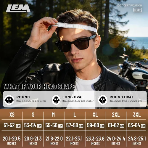 Miniatura 2 de LEM Medio casco de motocicleta, para hombres y mujeres, casco de motocicleta y scooter certificado DOT, estilo vintage para montar en crucero