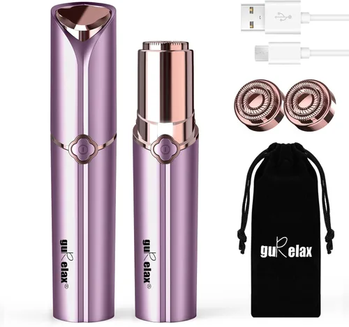 Miniatura 13 de gurelax - Removedor de vello facial para mujer, cara, barbilla, labio, bigote, cuello, axila, melocotón, difuminado, eléctrico, sin dolor, con 2