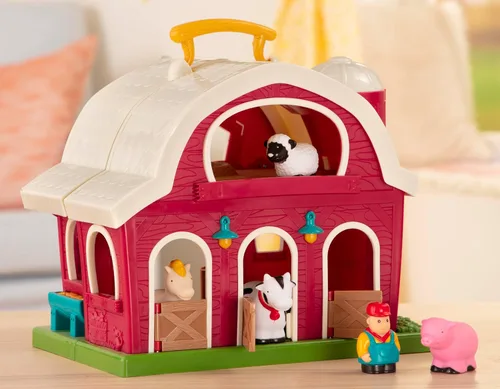 Miniatura 3 de Battat Big Red Barn, Animal Farm Playset - Juguete de aprendizaje para niños pequeños, 18M Plus, 13.5" x 9"x 12