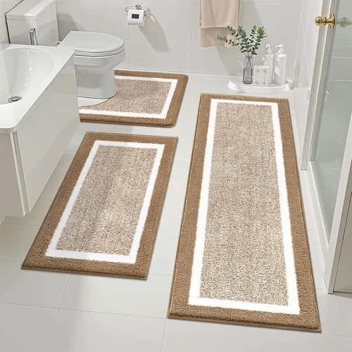 Miniatura 40 de Pauwer Juego de baño, alfombras de baño antideslizantes, alfombras de ducha absorbentes para suelo de baño, bañera y ducha, color azul aguamarina