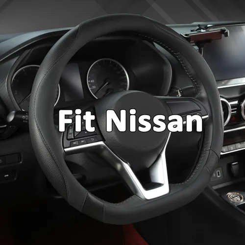 Miniatura 14 de West Llama - Funda personalizada para volante de automóvil para Nissan (Negro-Tamaño estándar)