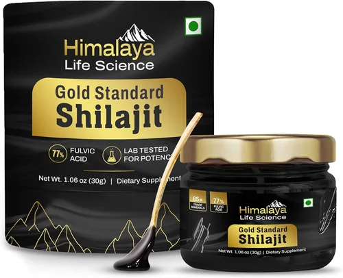 Resina Shilajit pura | Shilajit más potente de la India, grado oro para hombres y mujeres, 75 porciones para aumentar la energía, más de 85