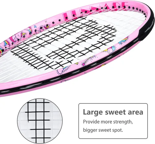 Miniatura 3 de Raqueta de tenis para niños y jóvenes, raqueta de tenis juvenil de 19/21/23/25 pulgadas con cubierta, adecuada para principiantes niños y niñas de 3