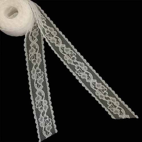 Miniatura 4 de LACE REALM - Cinta de encaje con patrón floral blanco de 1 pulgada de ancho x 30 yardas para decoración, diseño floral y manualidades 6025 Blanco
