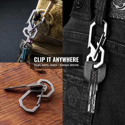 Miniatura 4 de TACRAY Clip de llavero de mosquetón compacto, titular de la llave EDC de titanio, Gancho de llavero anti-pérdida, Llavero multiherramienta
