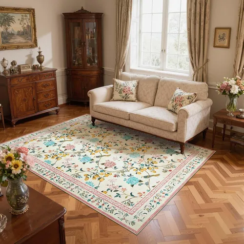 Miniatura 75 de Jinchan Alfombra Floral de Pasillo, 2x5, Alfombras Antideslizantes Lavables a Máquina, Alfombra Suave de Pelo Bajo para Pasillo, Resistente a