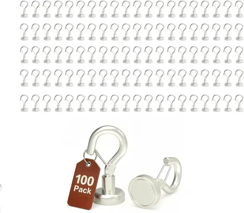 Miniatura 16 de Ant Mag Ganchos magnéticos negros resistentes con broche de presión de 22 libras, ganchos magnéticos fuertes, ideales para colgar en refrigerador