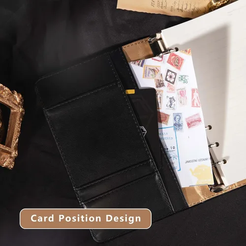 Miniatura 6 de TIEFOSSI Diario de cuero estrellado con cerradura, carpeta de papel recargable, diario de contraseña, cuaderno secreto A6 de tapa dura para mujeres