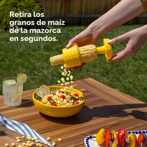 Miniatura 4 de Chef’n Cob Plus pelador y destripador de maíz para mazorca de maíz, con empujador de seguridad incorporado