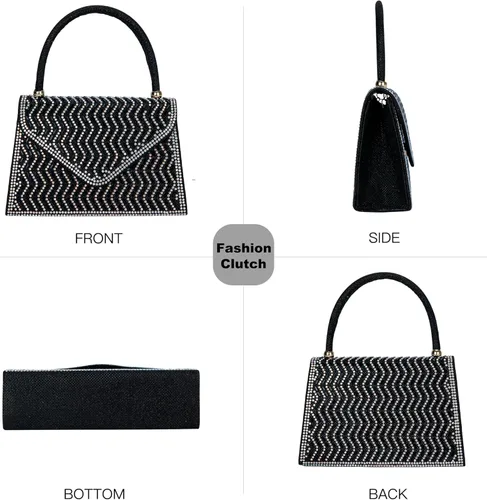 Miniatura 4 de Bolsos de noche para mujer, formales, embrague de diamantes de imitación, bolso de fiesta de boda con purpurina, bolso de cóctel para fiesta