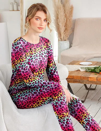 Miniatura 178 de Ekouaer Conjunto de pijama de manga larga para mujer, ropa de dormir suave con cuello redondo y bolsillos
