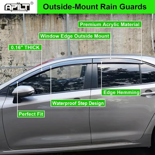 Miniatura 2 de Protectores de lluvia de montaje exterior, viseras de ventana para Chevrolet (Chevy) Equinox 2018-2024, deflectores de ventilación de viento