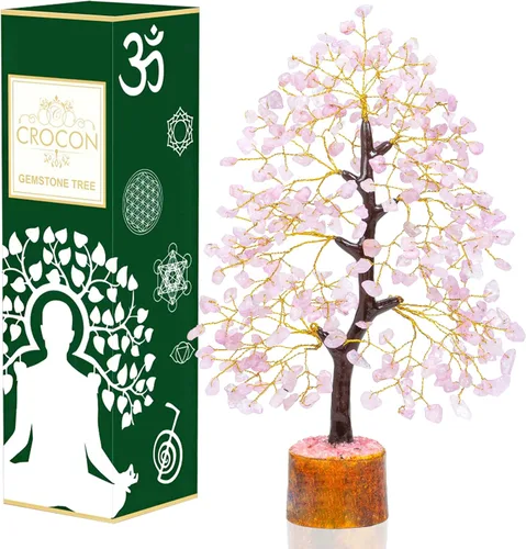 Miniatura 12 de Crocon Árbol de la vida de cristal de cuarzo transparente, chakra para energía positiva, decoración de Feng Shui, árbol bonsái de dinero con piedras