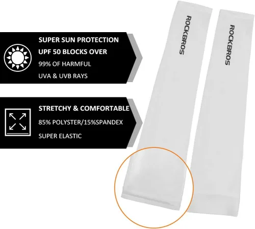 Miniatura 49 de ROCKBROS Mangas de protección solar para brazos, enfriamiento, correr, golf, pesca, ciclismo, mangas para brazos