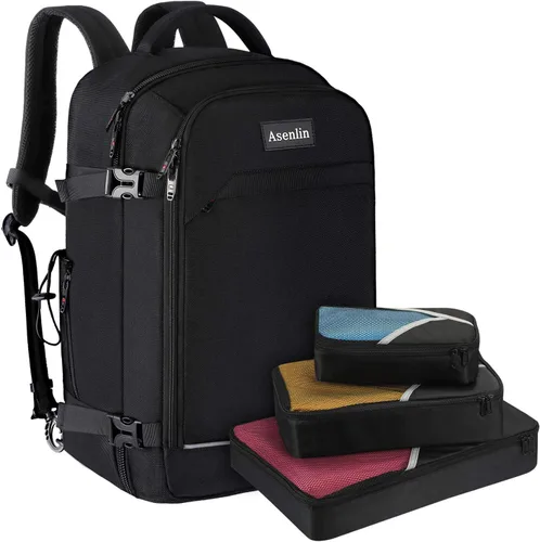Asenlin 40L - Mochila de viaje para mujeres y hombres, para laptop de 17 pulgadas, aprobada para vuelo, resistente al agua, mochila para