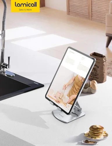 Miniatura 7 de Lamicall Soporte ajustable para tablet – Base plegable para teléfono, soporte giratorio de 360°, para tabletas de 4.7 a 13 pulgadas, iPad Pro 11