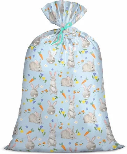 Miniatura 8 de Bolsa de regalo jumbo grande de plástico Loveinside, bolsa de plástico con diseño de oso durmiente azul para niño, con etiqueta y lazo para Oso
