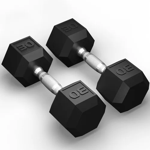 Miniatura 7 de GRETERST Juego de mancuernas hexagonales con revestimiento de goma, para ejercicio y acondicionamiento físico para gimnasio en casa, equipo de Negro