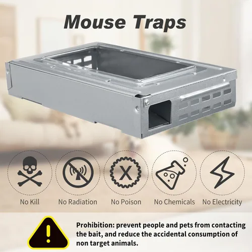 Miniatura 4 de Qualirey - Paquete de 2 trampas para ratones Multi Catch, trampa para ratones con tapa transparente humanizada, trampa para roedores para control