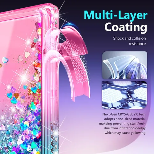 Miniatura 6 de NGB Diseñada para funda Samsung Galaxy Note 10+ (Plus), Rosa/Aguamarina Funda con Purpurina Líquida Brillante Linda para Mujeres Niñas Niños