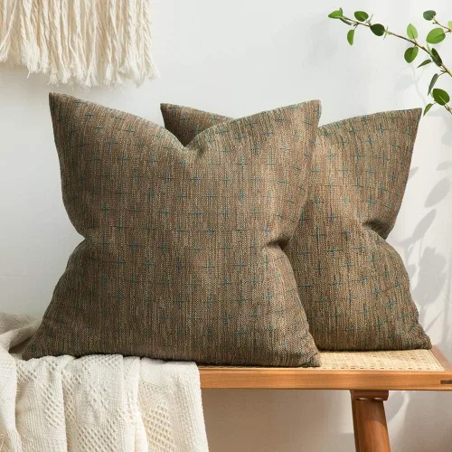 Miniatura 55 de MIULEE - Juego de 2 fundas de almohada decorativas de lino de arpillera, modernas, estilo campestre, rústicas, tejidas, con textura, para sofá