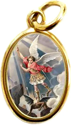 Gigi's Classy Kids - Colgante italiano de San Miguel arcángel plateado dorado con colgante medalla regalo
