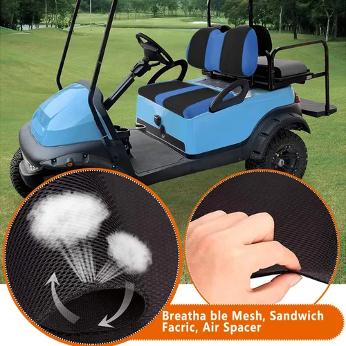 Miniatura 4 de Juego de fundas de asiento de carrito de golf, fundas para asientos delanteros de carrito de golf, ajuste para Club Car Precedent OEM, cojín de Azul