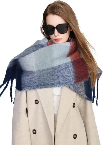 Miniatura 3 de Yatemiole Bufanda de cachemira para mujer, bufanda de cuadros de color grande para invierno