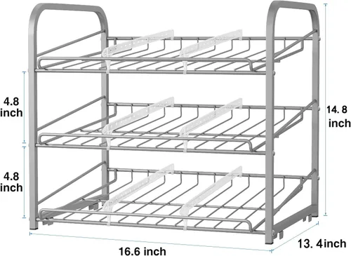 Miniatura 2 de Organizador de latas, dispensador de almacenamiento de latas apilable de 3 niveles, para almacenamiento de alimentos, armarios de cocina o despensa