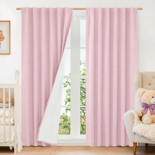 Miniatura 136 de LAMIT Cortinas de lino natural 100 % opacas para ventana, para dormitorio, 45 pulgadas, cortinas térmicas con textura de lino estilo granja