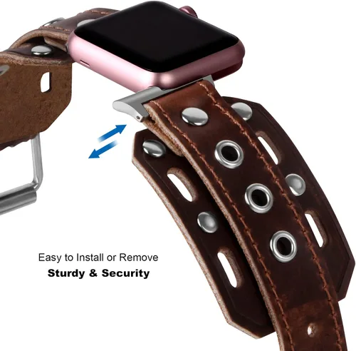 Miniatura 7 de VIQIV Correas de reloj de cuero compatibles con Apple Watch Band 1.614 in 1.575 in 1.496 in 1.929 in 1.732 in 1.772 in 1.654 in iWatch Series