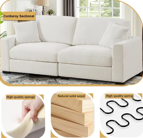 Miniatura 5 de Sofá modular Cloud de 212 pulgadas con tumbona grande, profundo y cómodo, sofás seccionales en forma de L de gran tamaño para sala de estar, Blanco