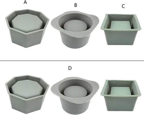 Miniatura 4 de appuivbt Molde de resina para macetas, moldes de silicona para suculentas, moldes de cemento, molde de arcilla de hormigón, cuadrado/redondo/octágono