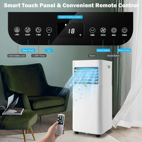 Miniatura 5 de PETSITE Aire acondicionado portátil, unidad de enfriamiento de CA de 8000 BTU para habitación, unidad de CA 3 en 1 con enfriador de aire, ventilador