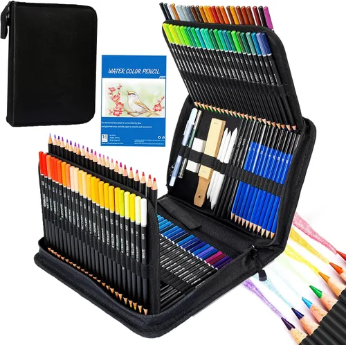 146 piezas de lápices de colores para dibujo y bocetos, suministros de arte incluyen lápices de carbón, coloreados, metálicos, acuarela, grafito y