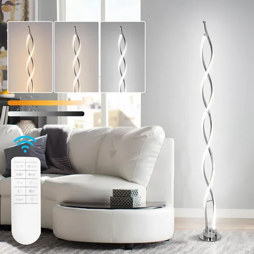 Miniatura 14 de ADISUN Lámpara de pie LED de 40 W, lámpara de pie alta en espiral con control remoto e interruptor de pie, regulable, cambio de color, moderna luz