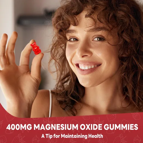 Miniatura 8 de Gomitas de óxido de magnesio de 400 mg – Relajación muscular y apoyo nervioso para adultos y niños – Óxido de magnesio con stevia y extracto