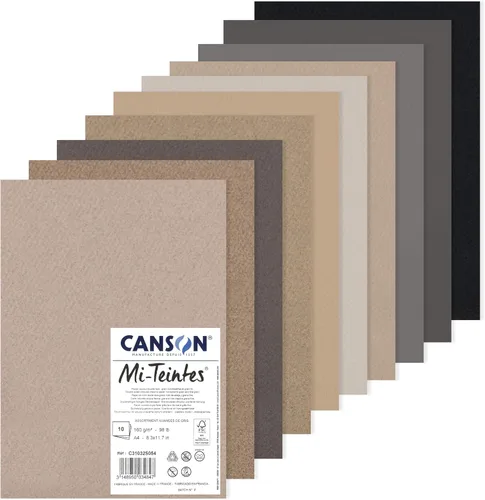 Miniatura 7 de CANSON Mi-Teintes - Paquete de papel A4 de 5.64 oz/m², doble cara: panal y grano fino, 10 hojas de color pastel, para artistas e ilustradores